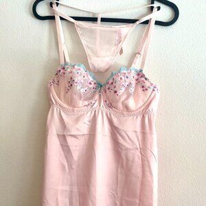 Victoria's Secret Wicked Unlined Cherry Blossom Embroidery Babydoll Set NWT